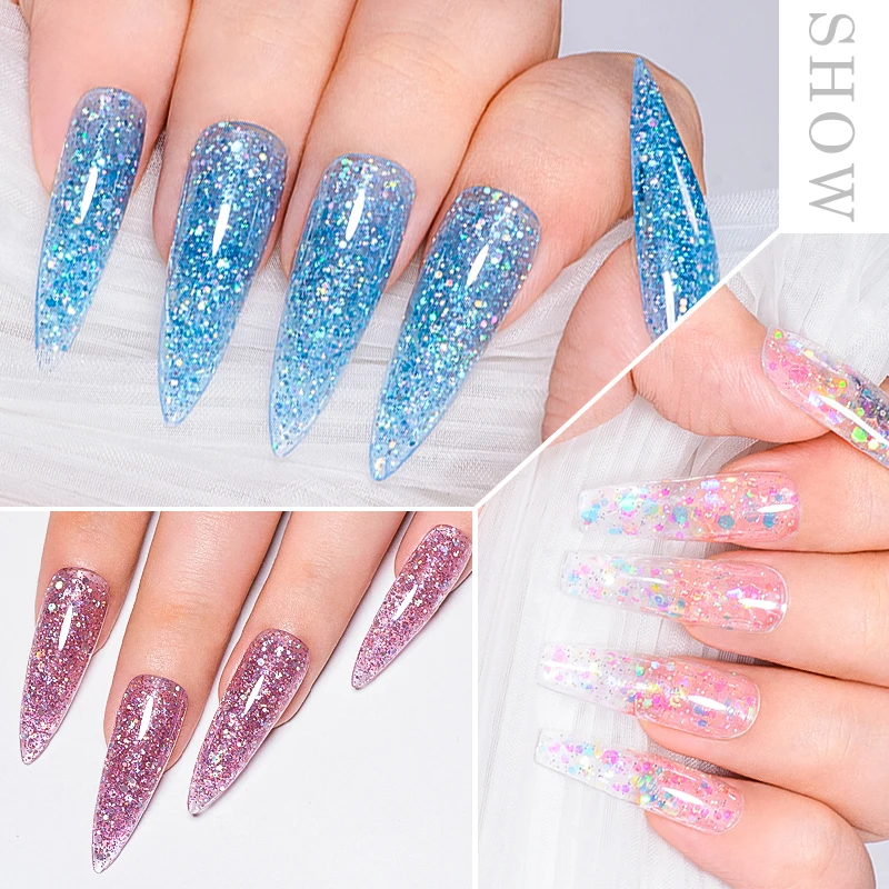 14個入りクイックエクステンションジェルネイルポリッシュセット20mlピンクグリッター長持ちビルディングネイルアートニスジェルマニキュアネイル用品