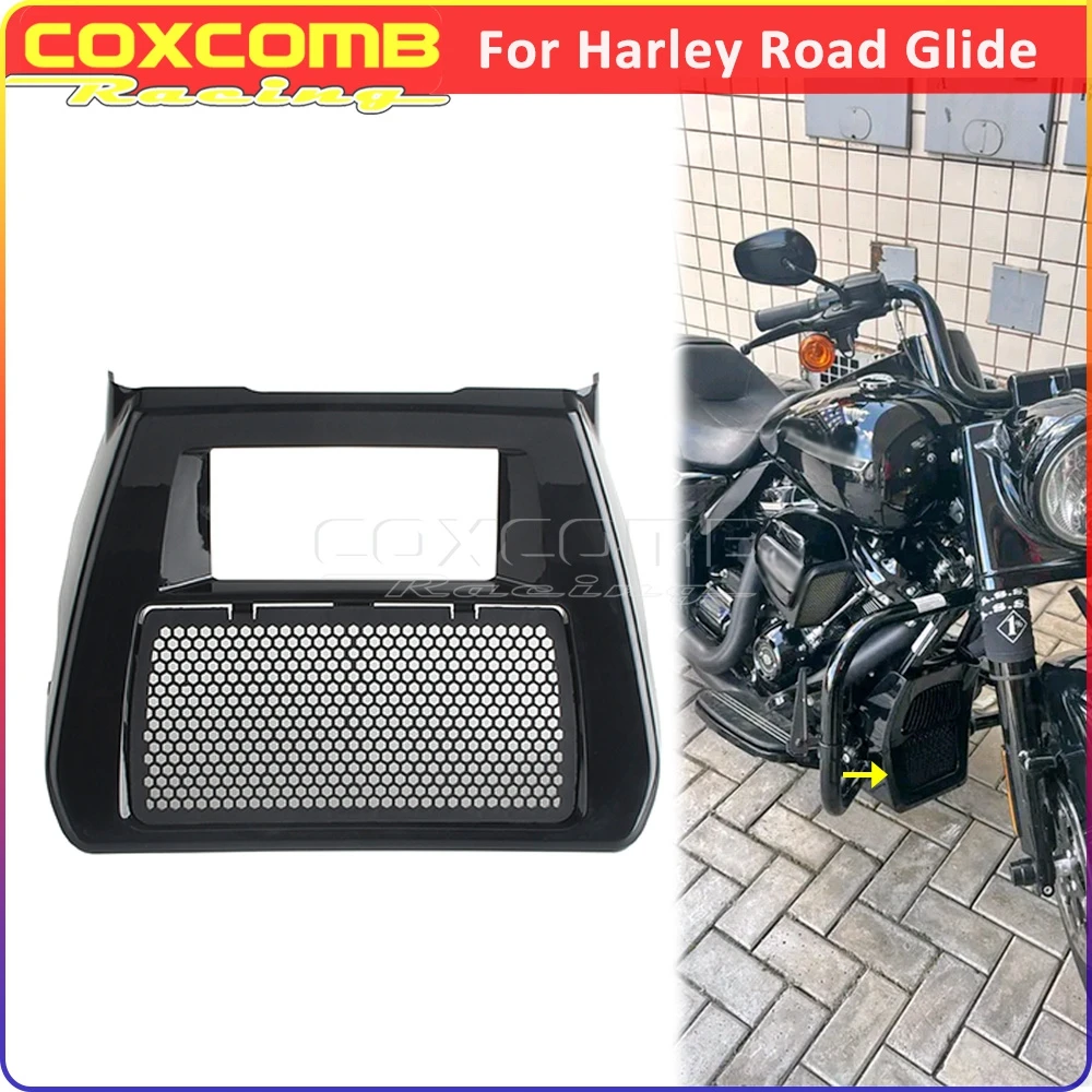 Motorcycle Front Spoiler Radiator Chin Cover Oil Cooler Cover For Harley Road Glide FLTRX CVO FLTRXSE ST FLTRXSTSE 2024-up Black