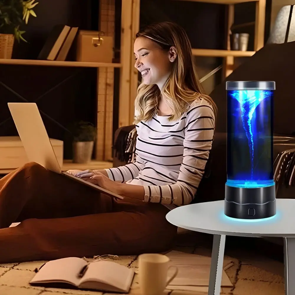 

7-цветная меняющая цвет лампа-торнадо с эффектом движения, USB мини-светодиодный ночник-тормадо, атмосферная лампа, популярный сенсорный светильник