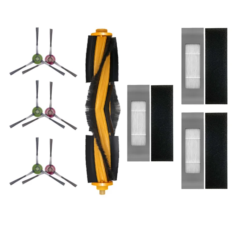 

3 комплекта, подходит для ECOVACS Deebot Ozmo T8 T9 T8 Aivi, аксессуары для пылесоса, роликовая щетка, фильтр, край щетки-A54Q