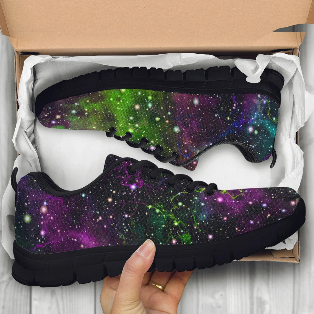 INSTANTARTS Red Galaxy Universe Flat Shoes Women Summer Breathable Comfortable Sneakers Cartoon Students Shoe Zapator De Mujer