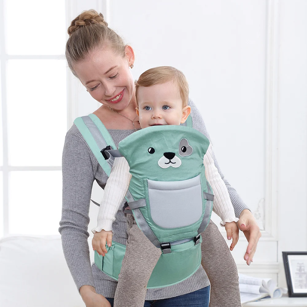 Multifunctional Cartoon Bear Baby Hipseat Carrier Backpack for Newborn Infant Toddler Boys Front Pocket Storage 0-36M 4 Seasons