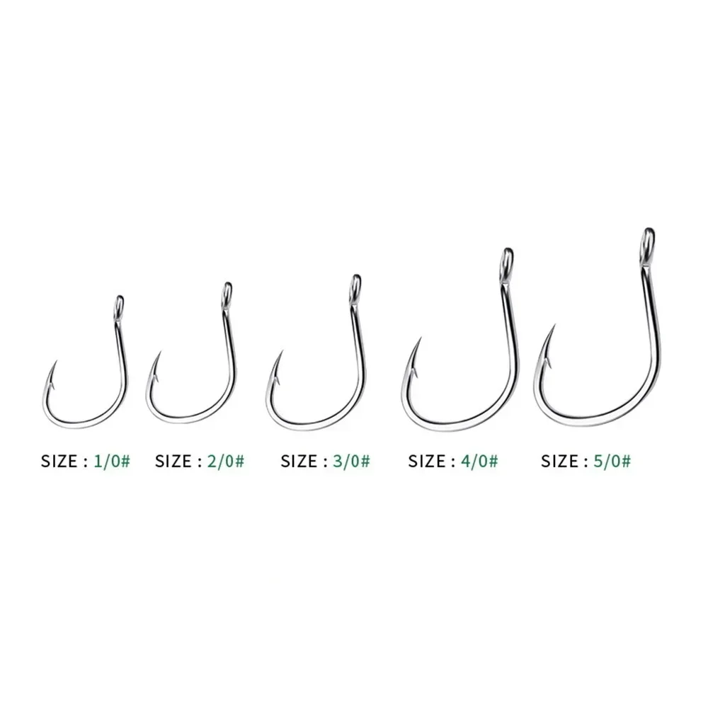 Ring Eye Fishhooks Fishing Hook Silver Barbed Circle Hooks Fly Fishing Sharp Hooks Carbon Steel Tackle Accessories Worm Hooks