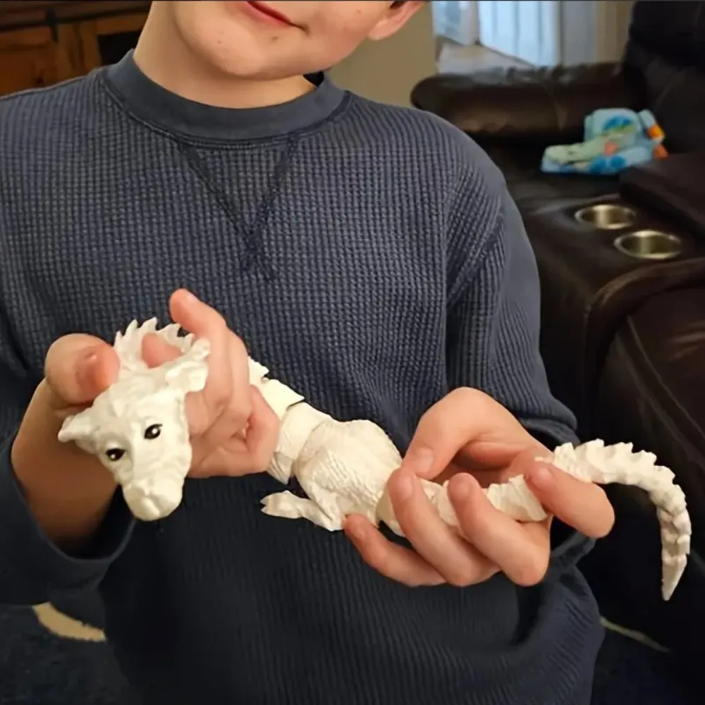 3D Printed Lucky Dragon Figurine Unique Handmade Chinese Dragon Realistic Joint Movable Dog Head Dragon Ornament
