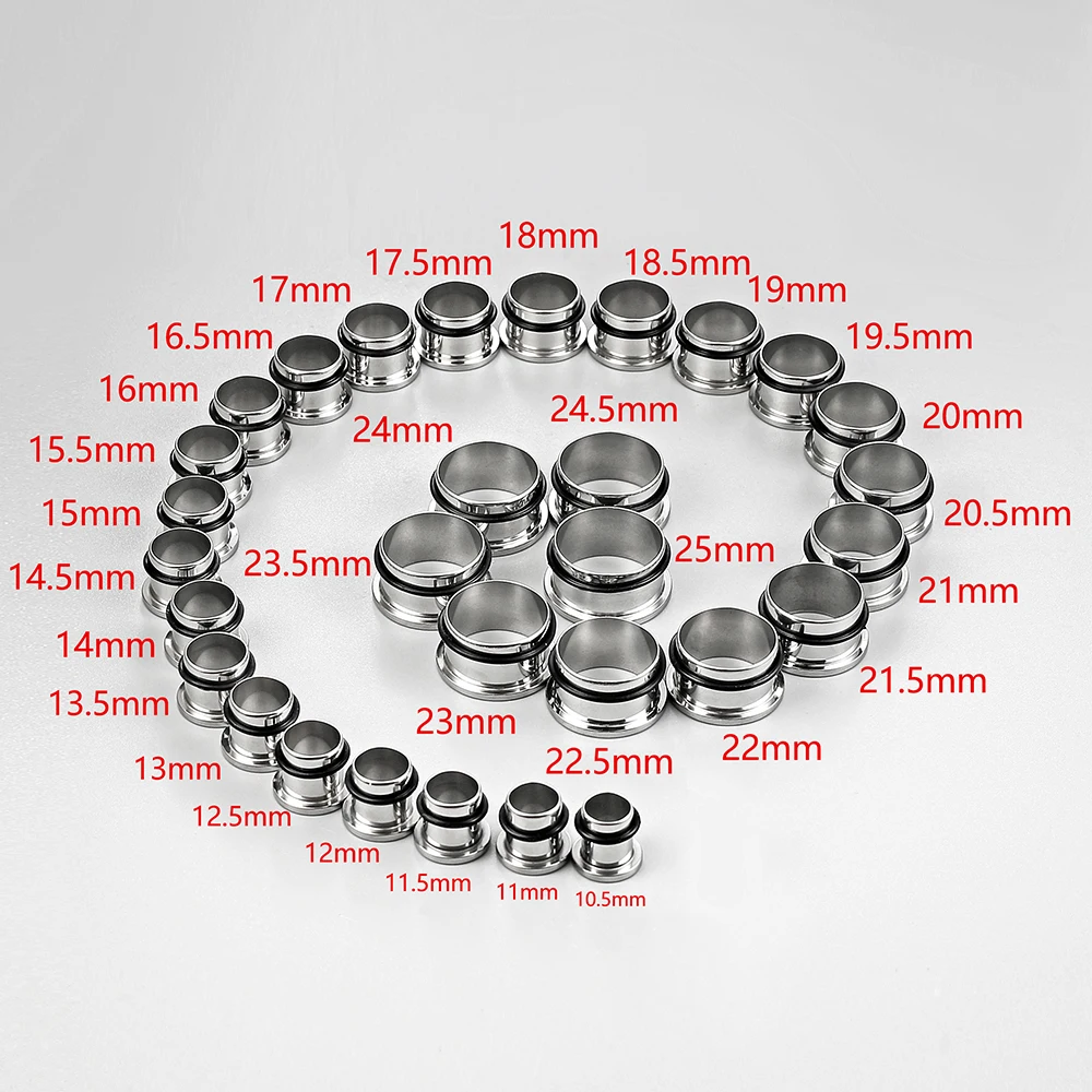 Casvort Cosy Basic Ear Gauges Tunnels Expander Plugs 0.5mm Increments Piercing Body Jewelry Expander 316L Stainless Steel