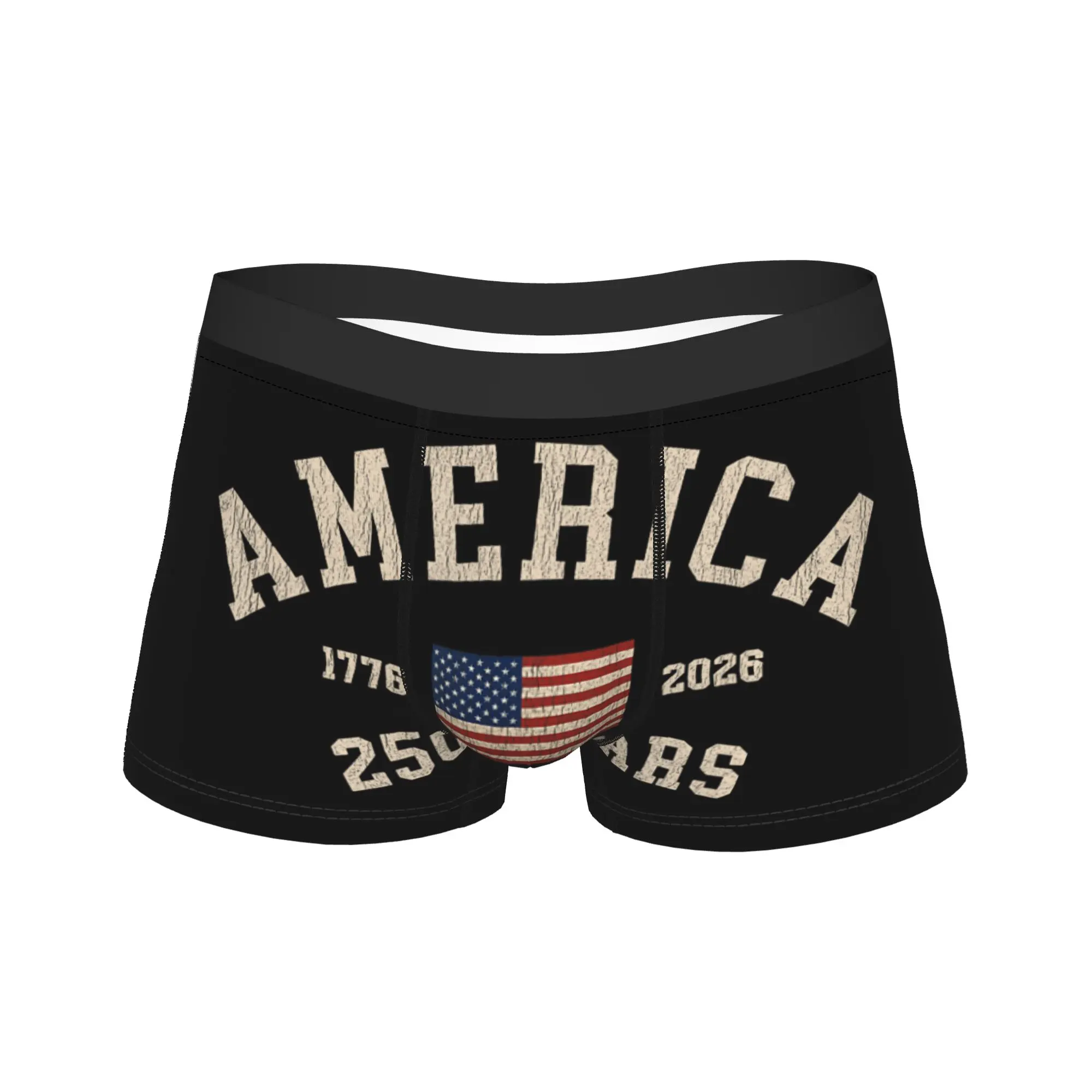 America 250 Years USA United States Flag July 4th 1776-2026 Shorts Briefs Underwear Trenky Men's Breathable Trunk Underpants