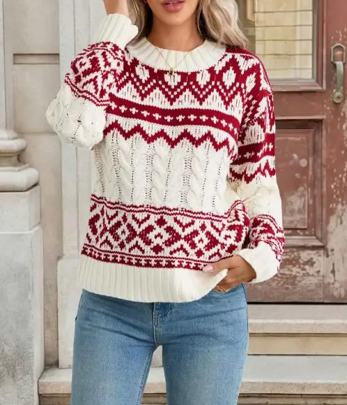 Women's Jacquard Knit Sweater - alternate angle