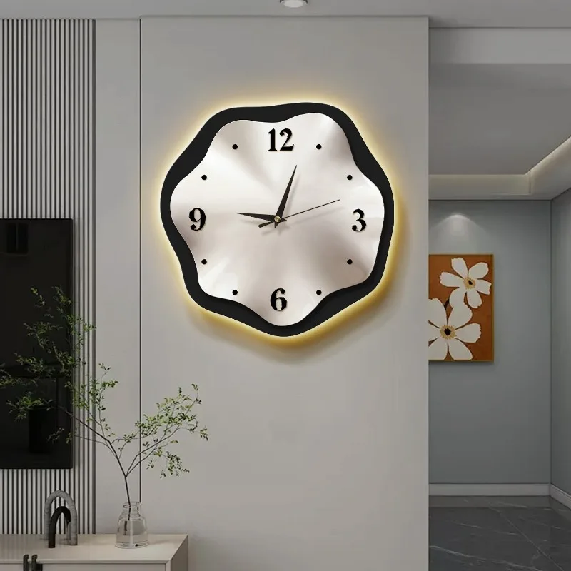 Xenomorph Led Wall Watch Luxury Living Room Art Mural Modern Clock Wall Minimalist Silent Horloge Murale Living Room Decoration