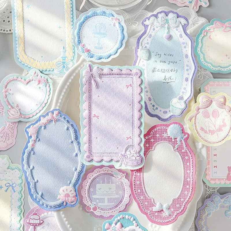 25pcs/pack Special‑shaped Embossed Sticky Note Handbook DIY Junk Journal Collage Photo Album Decorative Collage Background Paper