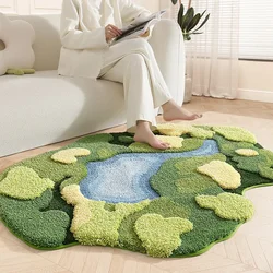 High Quality Moss Rug Thick Plush Bedroom Bedside Area Rug Three-dimensional Carpet Surface Living Room Decorative Floor Mats