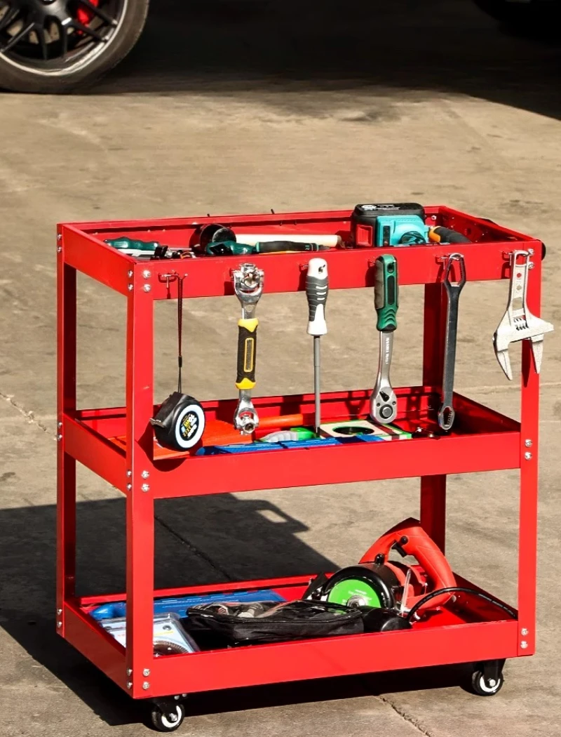 3 Tier Multi Functional Rolling Tool Cart Heavy Duty Steel Utility Cart Tool Perfect For Warehouse&Repair Shop