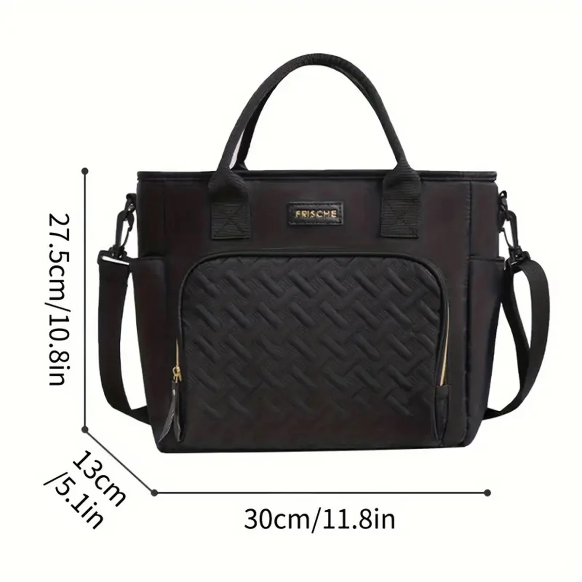 Große Isolierte Lunch-Tasche, Kühltasche, Handwaschbar, Langlebige Polyester-Lunchbox mit Gepolstertem Schultergurt für Arbeit, Schule, Picknicks – Detail 18