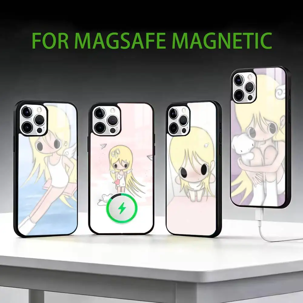 

Angel Bunny Girl Phone Case For iPhone17,16,15,14,13,12,11 Plus,Pro Max Magnetic For Magsafe Wireless Charging
