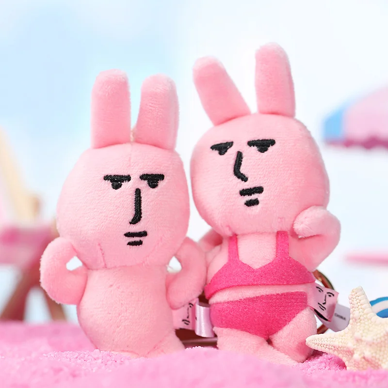 

Pink Rabbit Myfriend Original Swimsuit Animal Cute Pendant Sand Carving Funny Plush Toy Backpack Pendant Keychain Holiday Gift