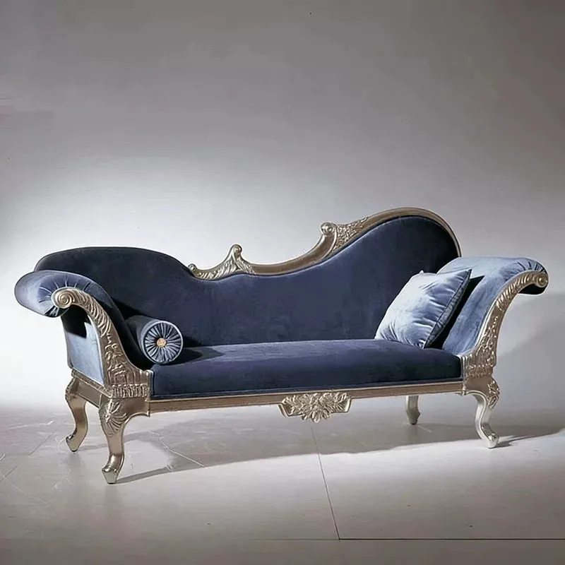 Light luxury solid wood lounge chair, retro engraving design, velvet upholstered, multi-room use