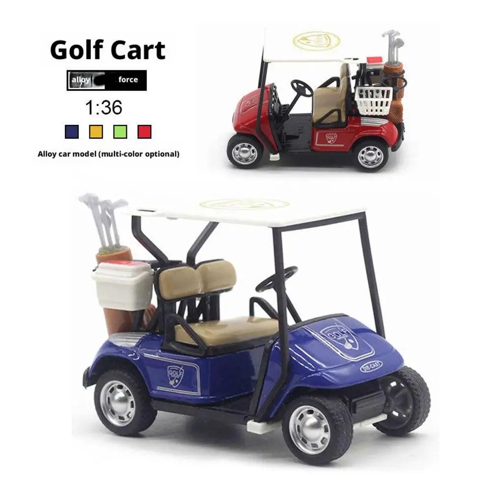 Carro modelo de carrinho de golfe de liga 1:36, brinquedo de energia retrátil e liberação, coleção de veículos de metal fundido, presentes de aniversário educacionais