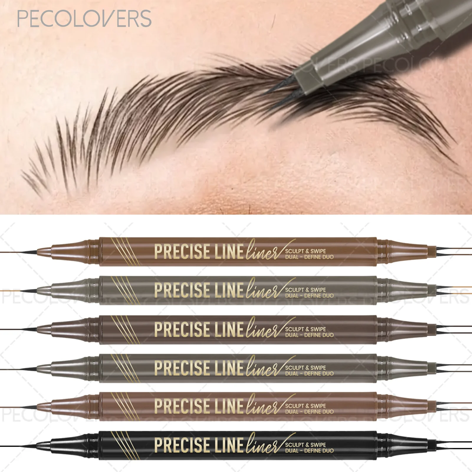 Crayons à sourcils longue durée, crayons à sourcils et Eyeliner à fourchette binaire, imperméables, résistants à la sueur pour les sourcils sauvages paresseux