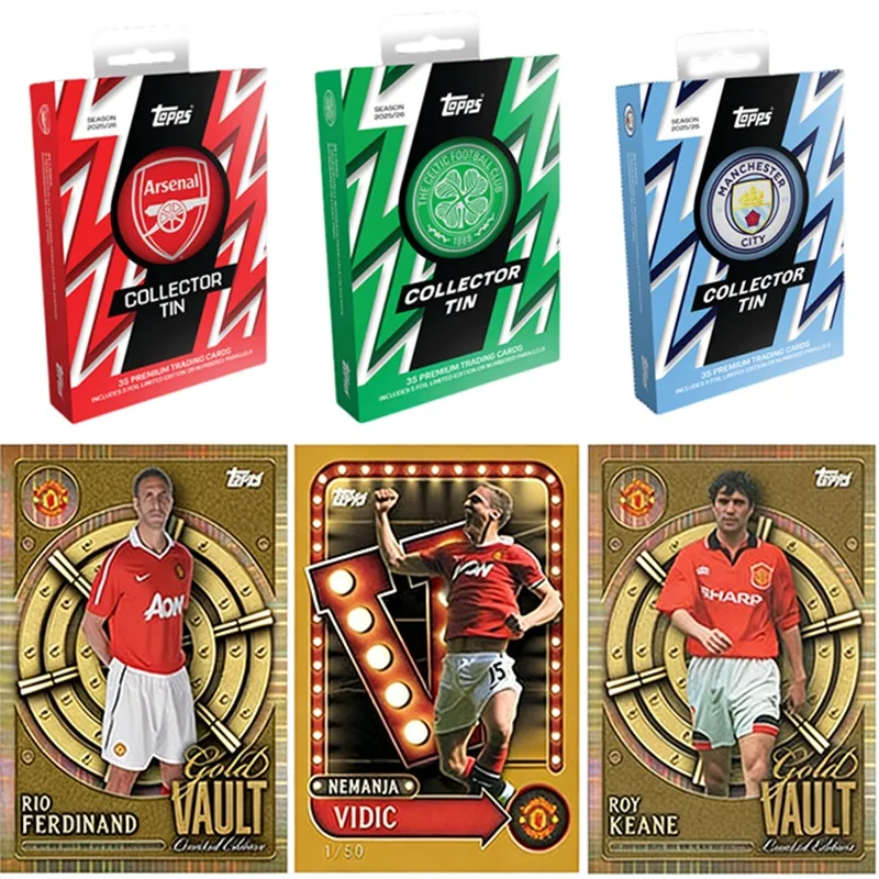 

Genuine 2025-26 Topps Tin Box Team Set Soccer Collectible Trading Cards Premium Football Fan Merchandise Kids Holiday Gifts