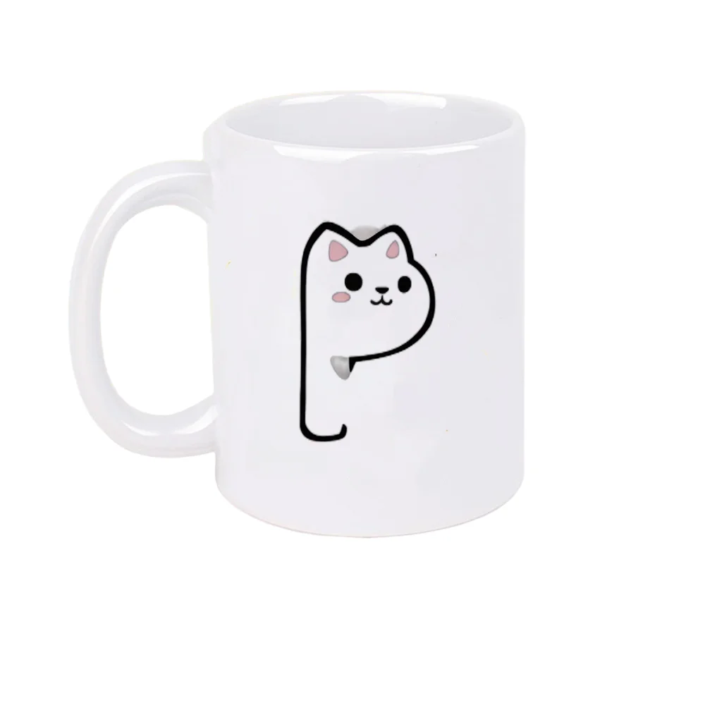11oz Black Cat Print Ceramic Coffee Mug Cute Kitten Face Design Tableware for Home Party Holiday Present Birthday Christmas Moth