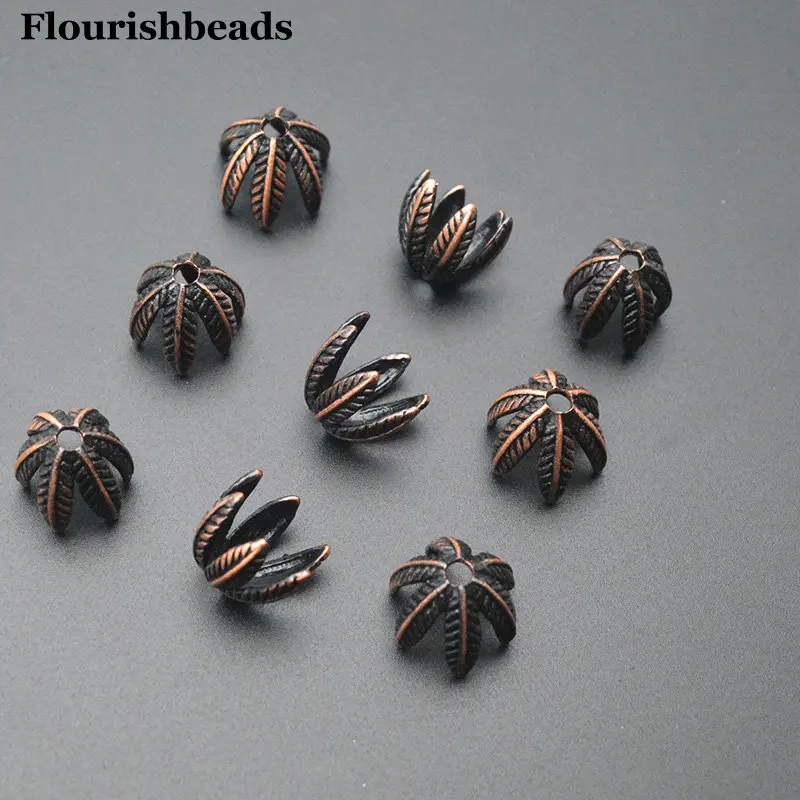 30pc Antique Copper Color Metal Brass Leaf Petal Shape 12mm Bead Caps Spacer Beads Jewelry Findings