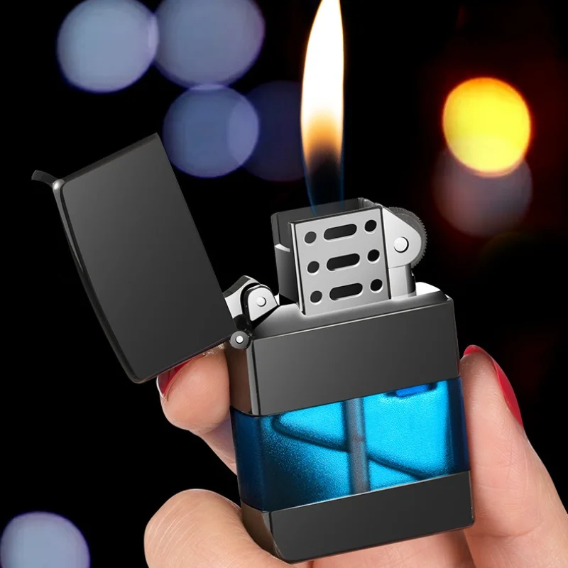 

New Cigar Igniters Grinding Wheel Metal Lighter Windproof Open Flame Butane Inflatable Cigarettes Lighters & Smoking Accessories