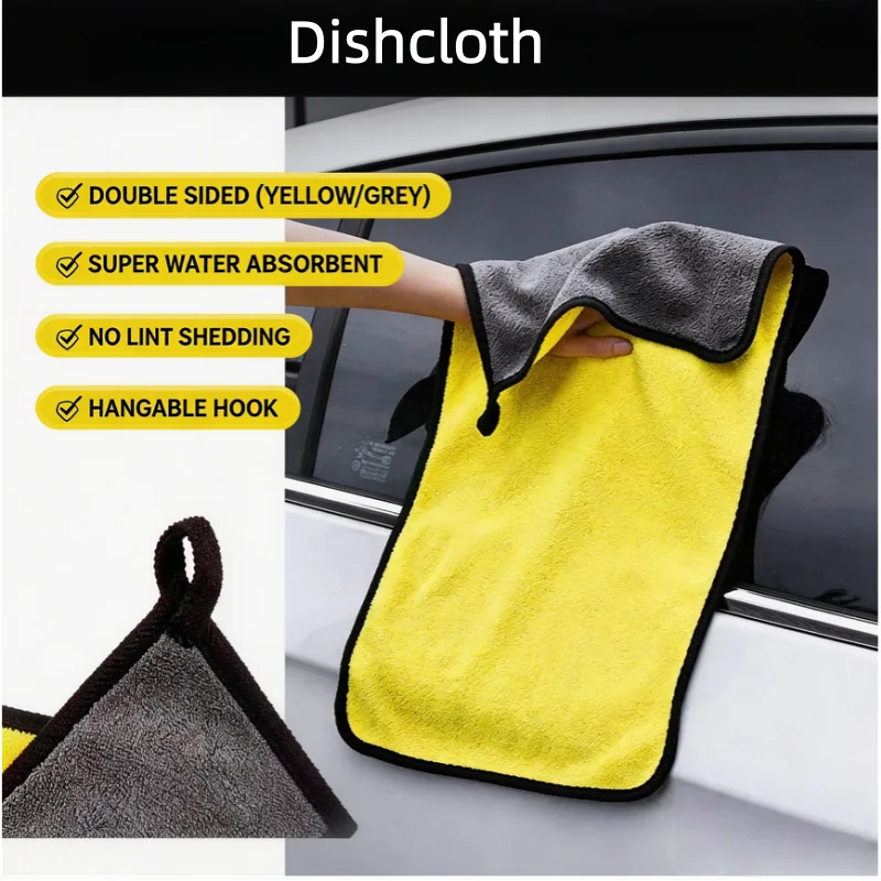 All-Purpose Microfiber Cleaning Cloths Layer Towels for Car Wash Kitchen Bathroom  Home Cleaning  Absorbent