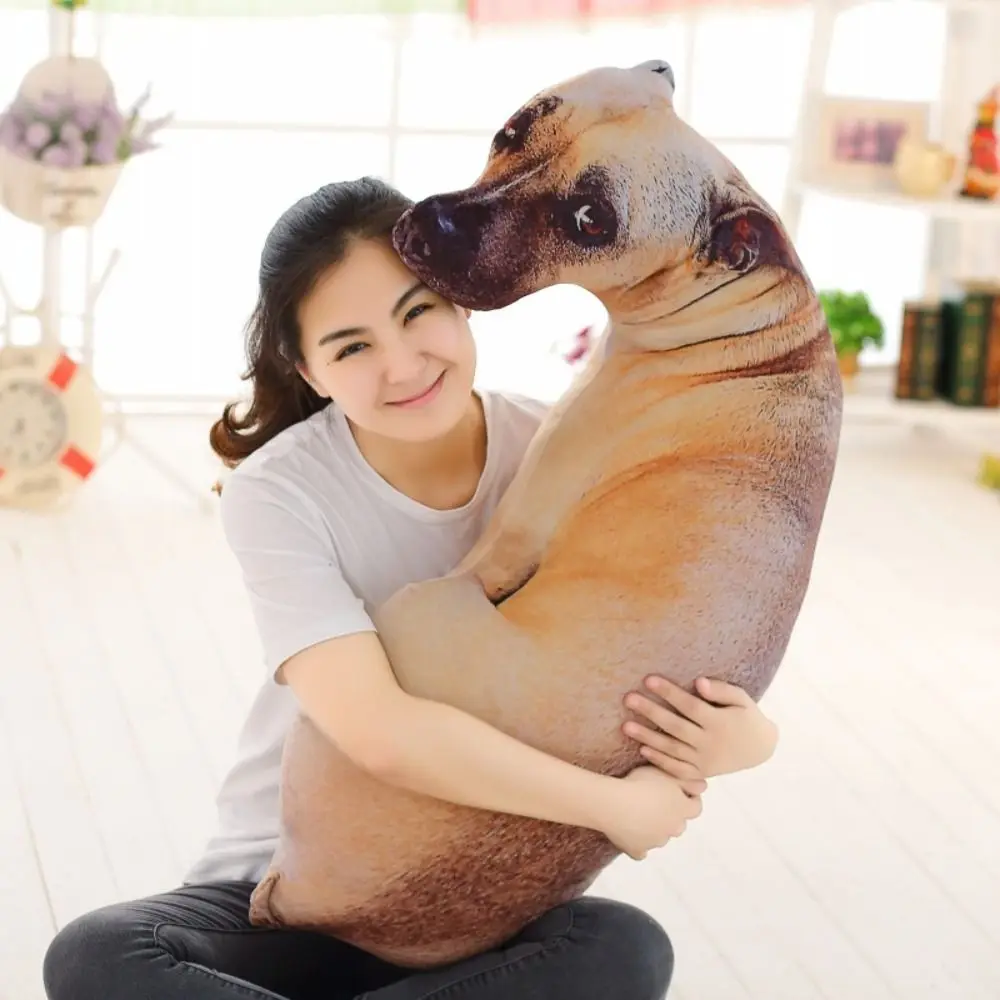 2024 HOT 50cm 3D Lifelike Animal Cute Bend Dog Printed Throw Pillow Funny Dog Head Cosplay Favorite Toy Cushion for Home