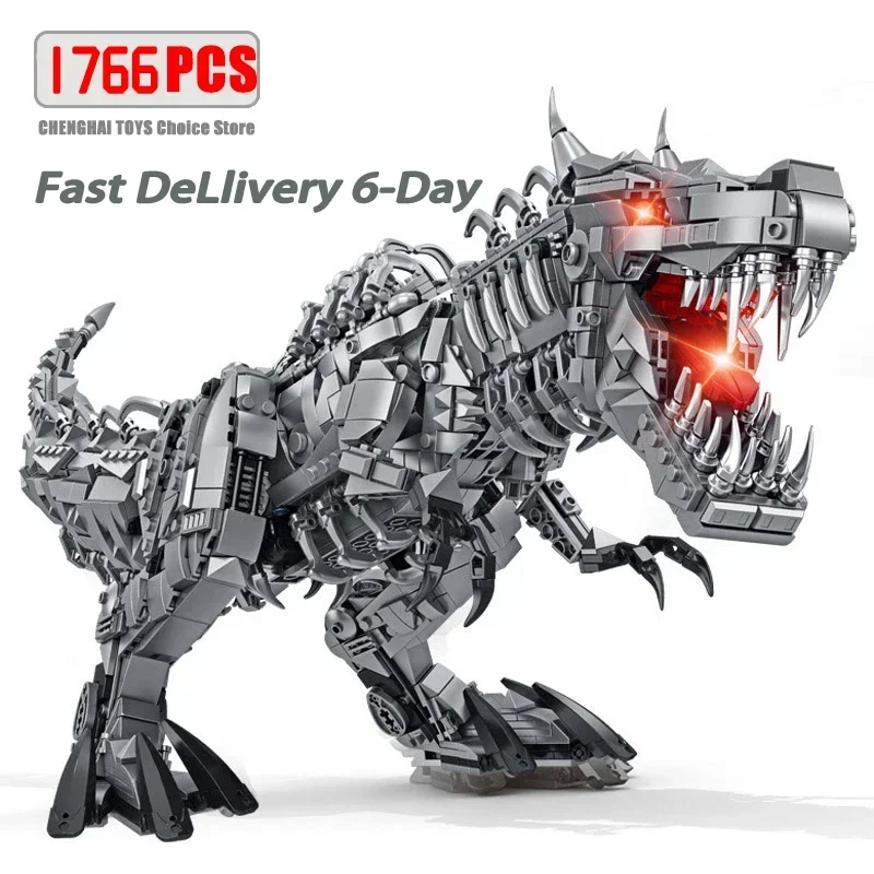 Jurassic Dinosaur World Large Mechanical Tyrannosaurus Rex Building Blocks T-rex Model With Lights Bricks Toys For Children Gift