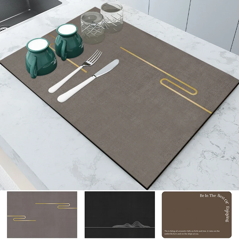 Kitchen Rectangular Coffee Mat Dining Draining Pad Super Absorbent Drain Pads Dinnerware Placemat Sink Place Mat Anti Splash