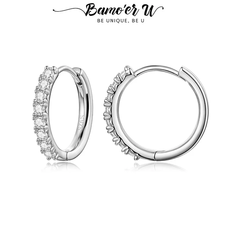 

Серьги-кольца Bamoer U с муассанитом, серебро 925 пробы, сертифицированные, женские, изысканные ювелирные изделия, премиум качество