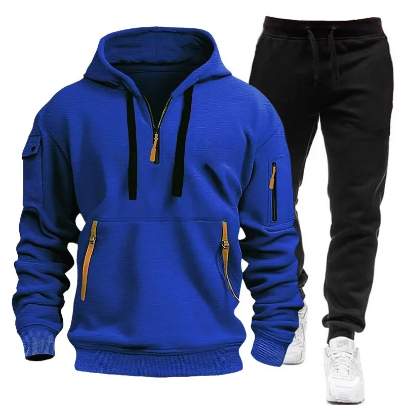 2024 Fashion Sportswear Plus Pants Sweatshirts Fleece Zipper Casual sportswear Men's Set Hoodie Large size Tracksuit Piece S-3XL