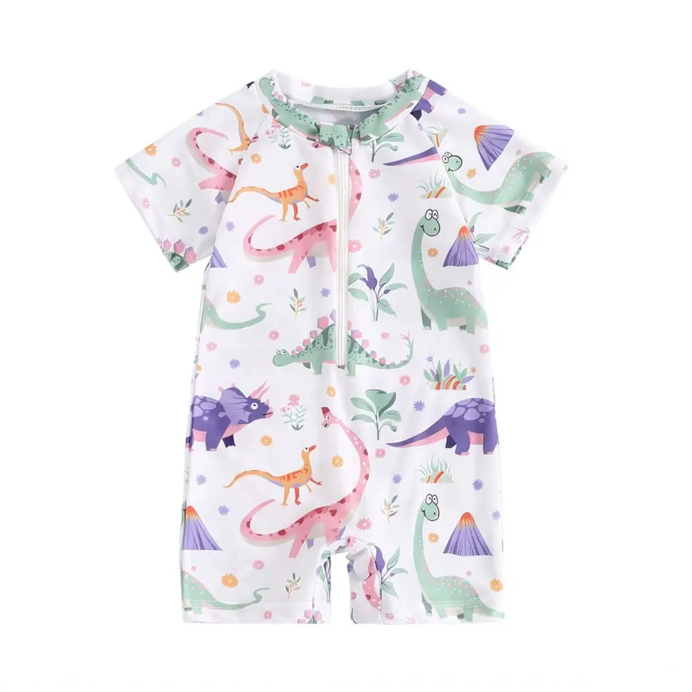 Toddler Girl Floral Swimsuit Half Button One Piece Bathing Suit Comfortable Summer Beachwear Kids Water Suit