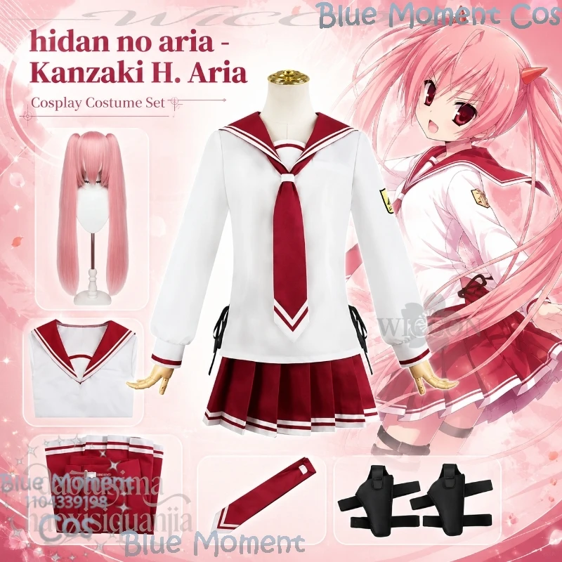 Disfraz de Kanzaki H. Aria, Uniforme Escolar Japonés Kawaii, Vestido JK, Traje Dulce Rosa con Colas de Caballo Dobles, Cosplay de Anime Hidan No Aria