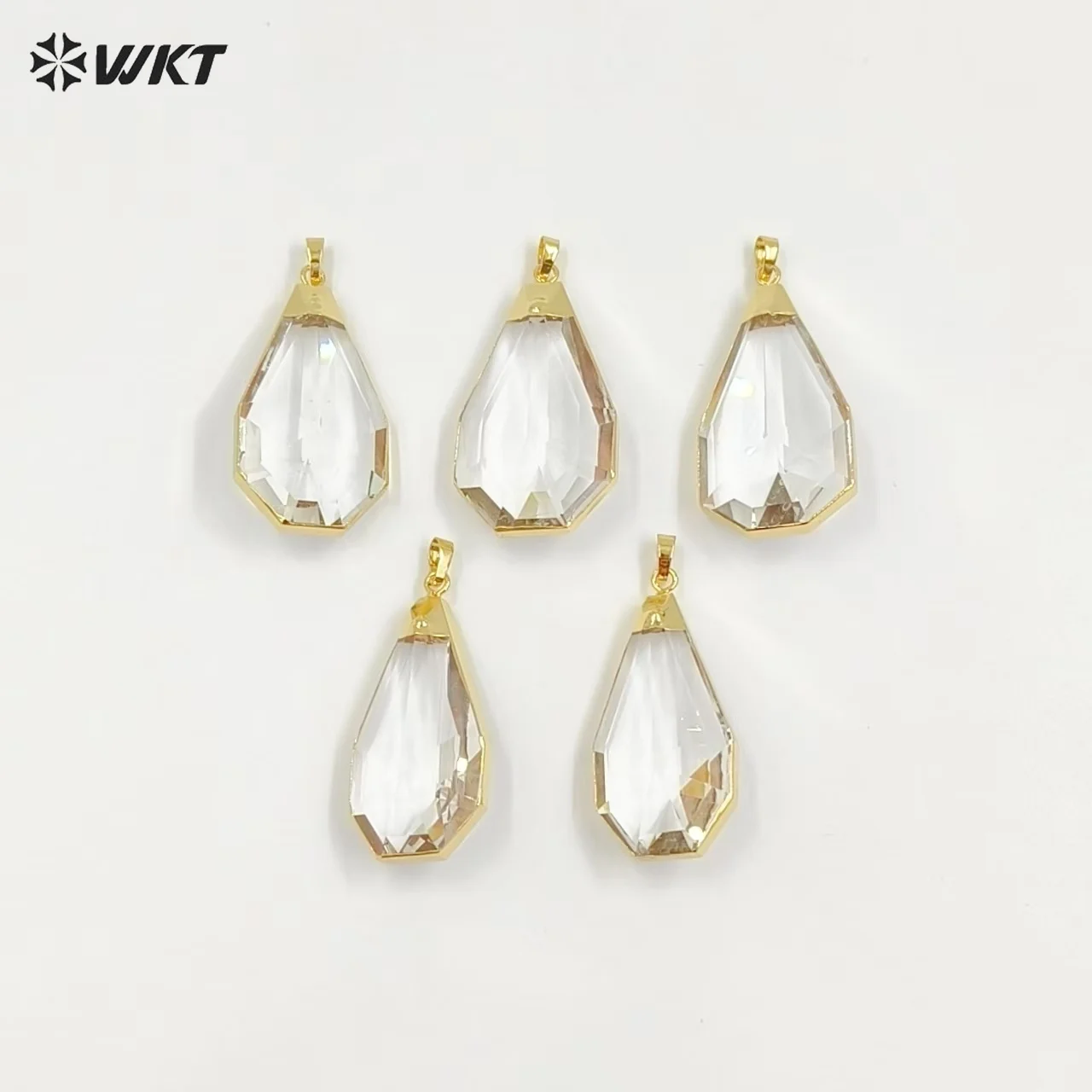 WT-P1305 Natural Raw Crystal Quartz Women Necklaces Pendants Water Drop Shape Resist Tarnishable Electroplated Jewelry 2018