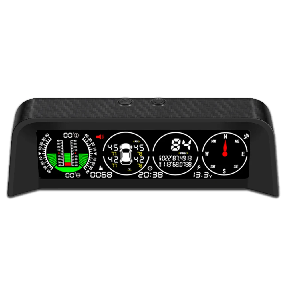 Système de sécurité automobile 3 en 1 multifonctionnel intelligent GPS HUD + TPMS intelligent + inclinomètre 4x4 tout-terrain