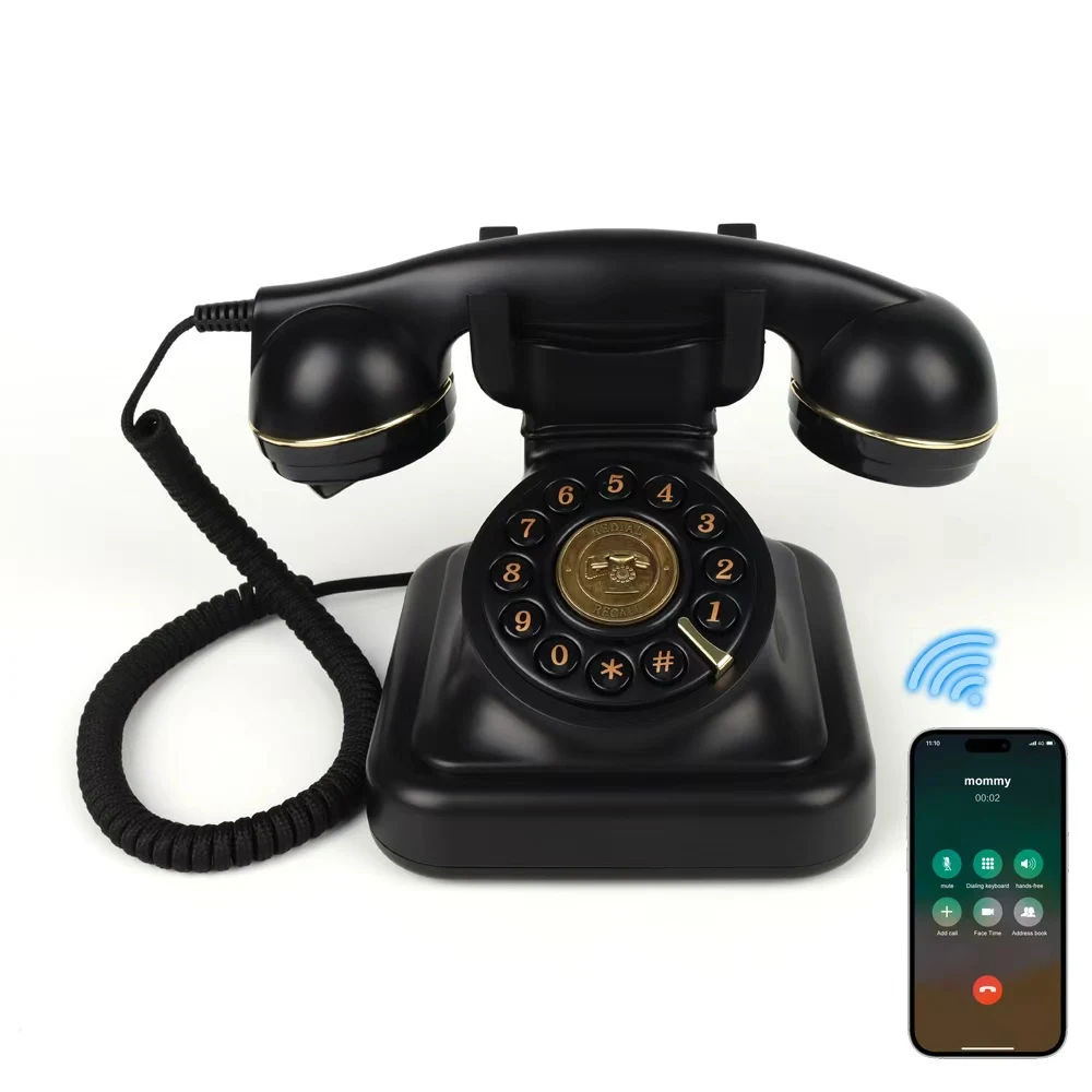 Bluetooth Landline Phone Retro Phone with Speakerphone USB Rechargeable Power Compatible with Android & iOS System