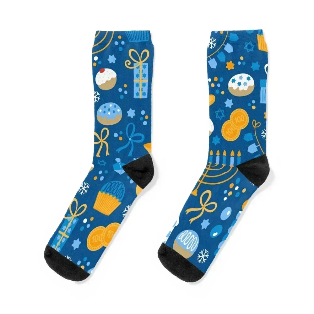 

Happy Hanukkah Pattern Socks winter thermal hiking Socks Women's Men's