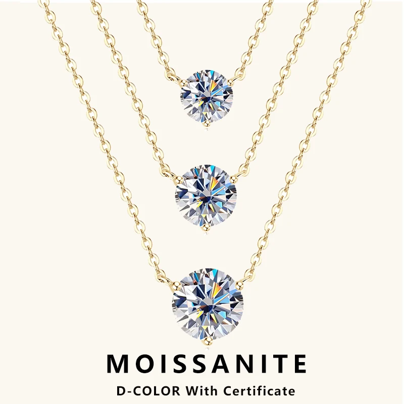 

Lnngy 1CT 1.5CT 2CT Moissanite Pendant Necklace s925 Sterling Silver Certified Solitaire Drop Necklaces For Women Jewelry Gift
