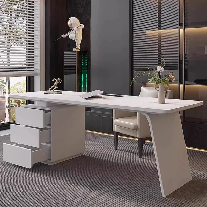 

Designer Modern White Office Desks Storage Chair Asthetic Executive Standing Computer Desks Bedroom Scrivania Home Furniture