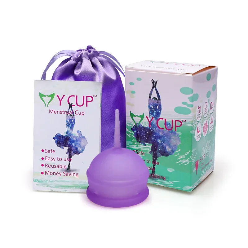 Copa Menstrual de silicona médica para mujer, Copa de higiene femenina, grado suave con estuche de almacenamiento, a prueba de fugas, reutilizable, talla S/L