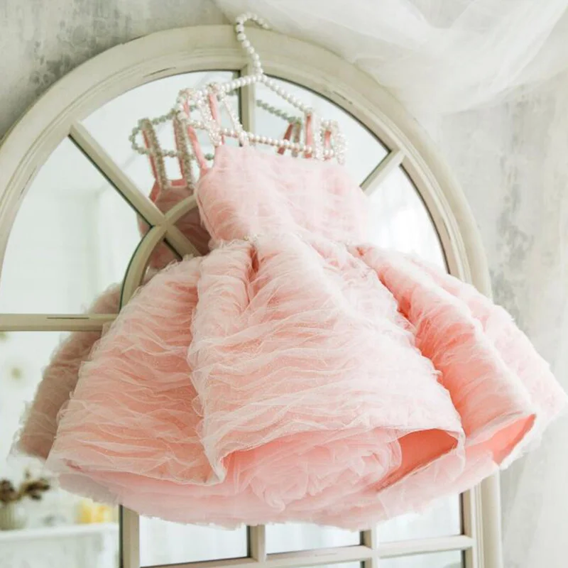 

Детское платье принцессы из тюля с кристаллами и жемчугом, платье с цветочным узором для девочек, детское платье для первого причастия, бальное платье, платье для свадебной вечеринки, платье на день рождения