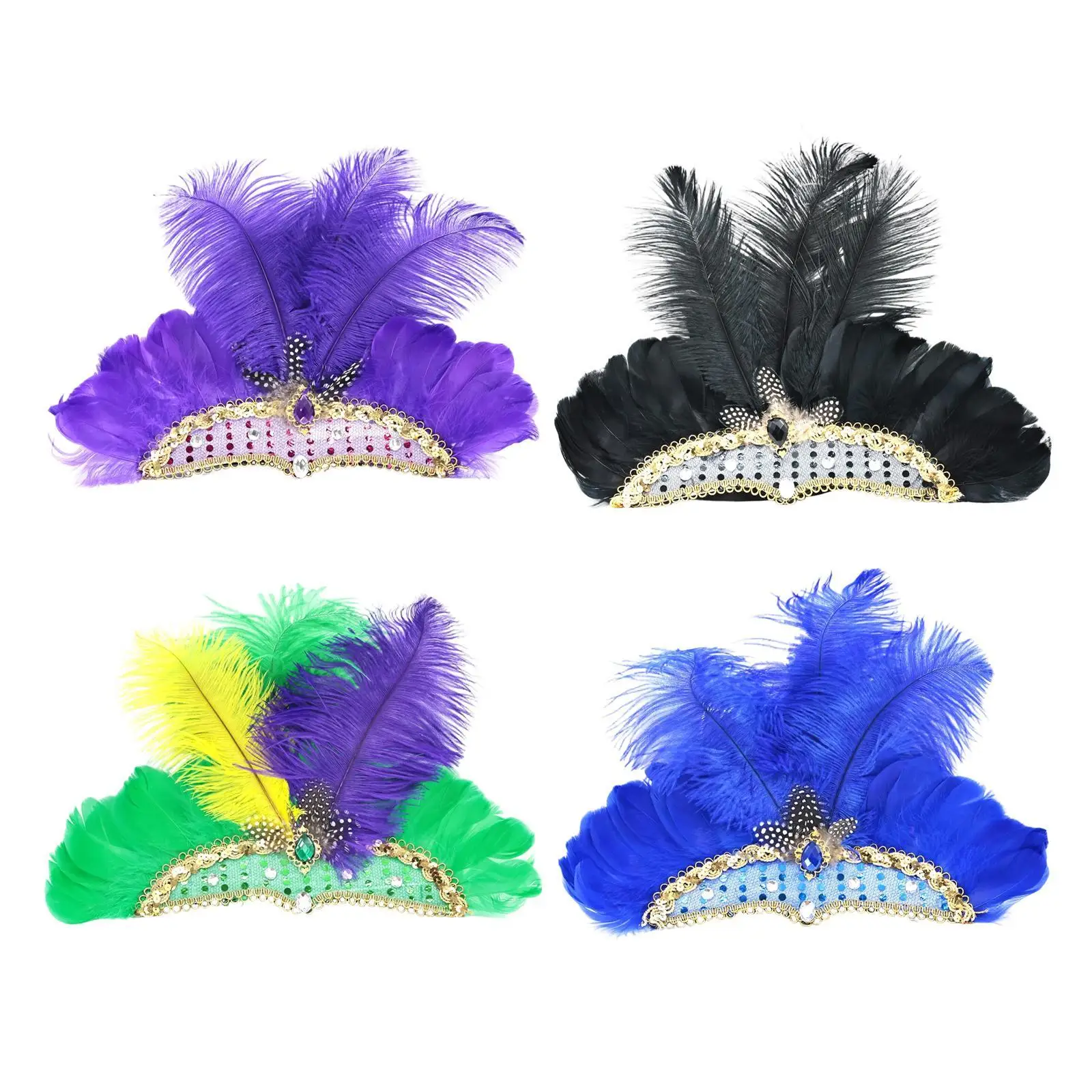 Halloween Headpieces Photo Props Simulated Feather Headdress for Themed Party Performance and Stage Decor
