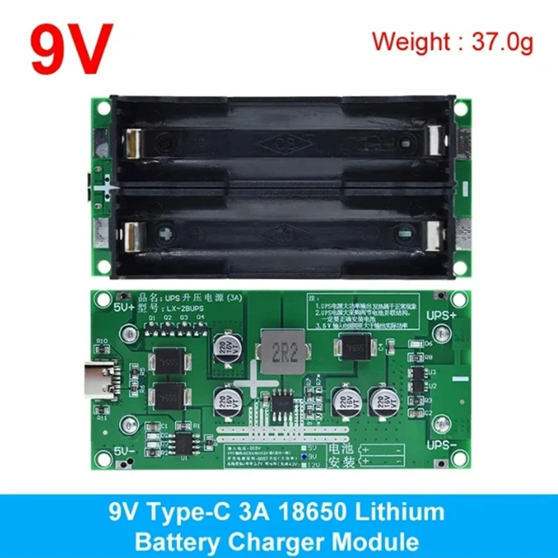 Super Sale Type-C 15W 3A Fast Charge UPS Power Supply / 18650 Lithium Battery Charger Module DC-DC Step Up Booster Converter 9V