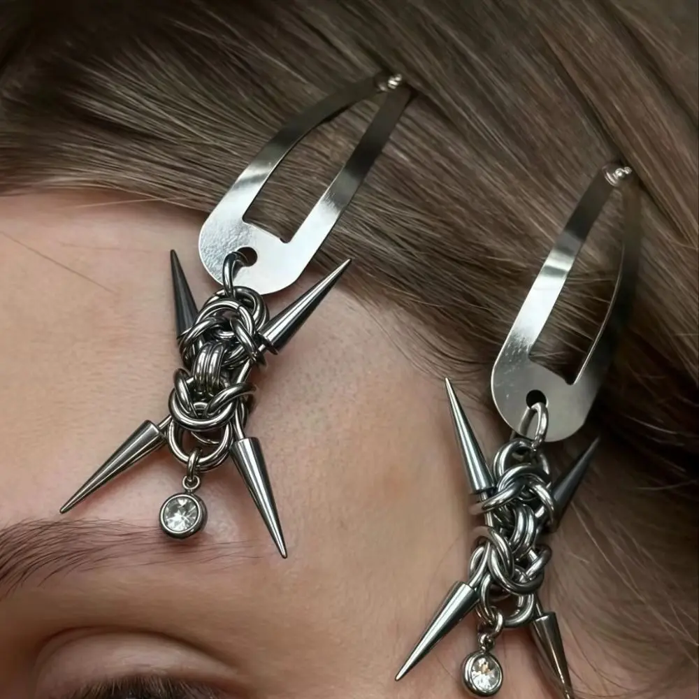 NEW Stainless Steel Punk Hair Clips Original Punk Heavy Industry Rivet Hair Clips Y2K Goth Hair Clips Hair Clip Jewelry