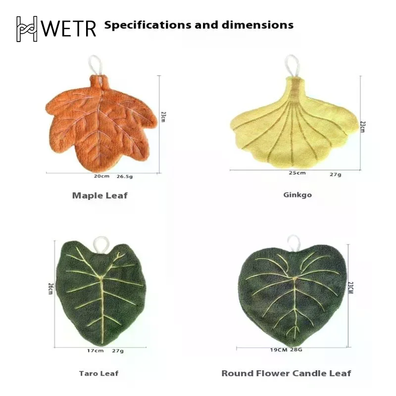 Soft Double-layer Leaf Style Hand Towel Thickened Absorbent Hanging Hand Cloth Speed Dry Handkerchief Rag