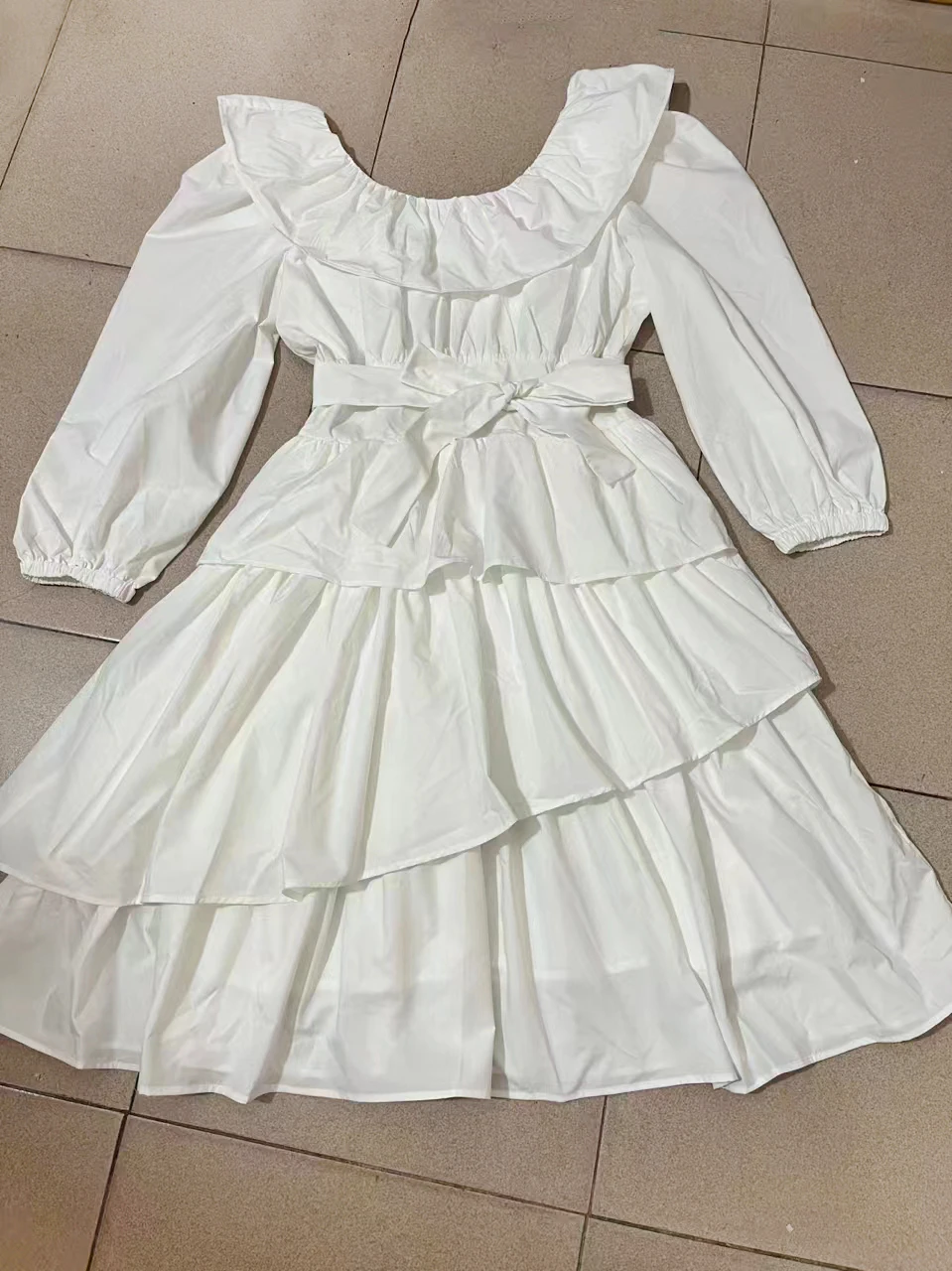 

SEQINYY Casual Mini Dress Summer Spring New Fashion Design Women Runway Half Sleeve Ruffles A-Line Holiday Belt High Street