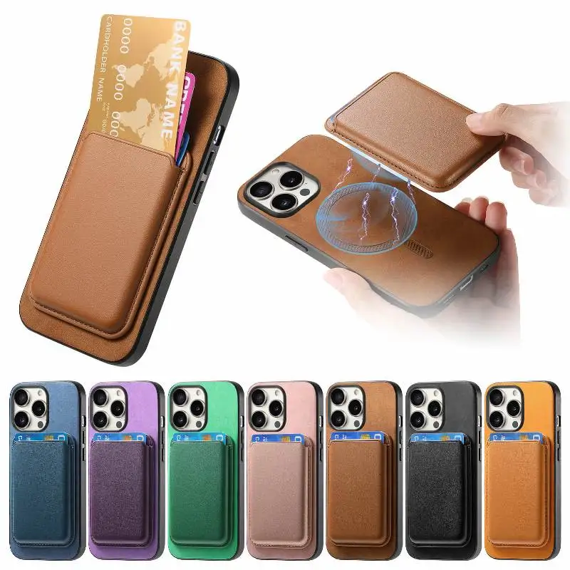 

Back Magnetic 2 In 1 Card Slots Phone Case For iPhone 16 15 Pro 14 Plus 13 12 11 Pro Max 7 8 Plus SE Leather Protective Cover