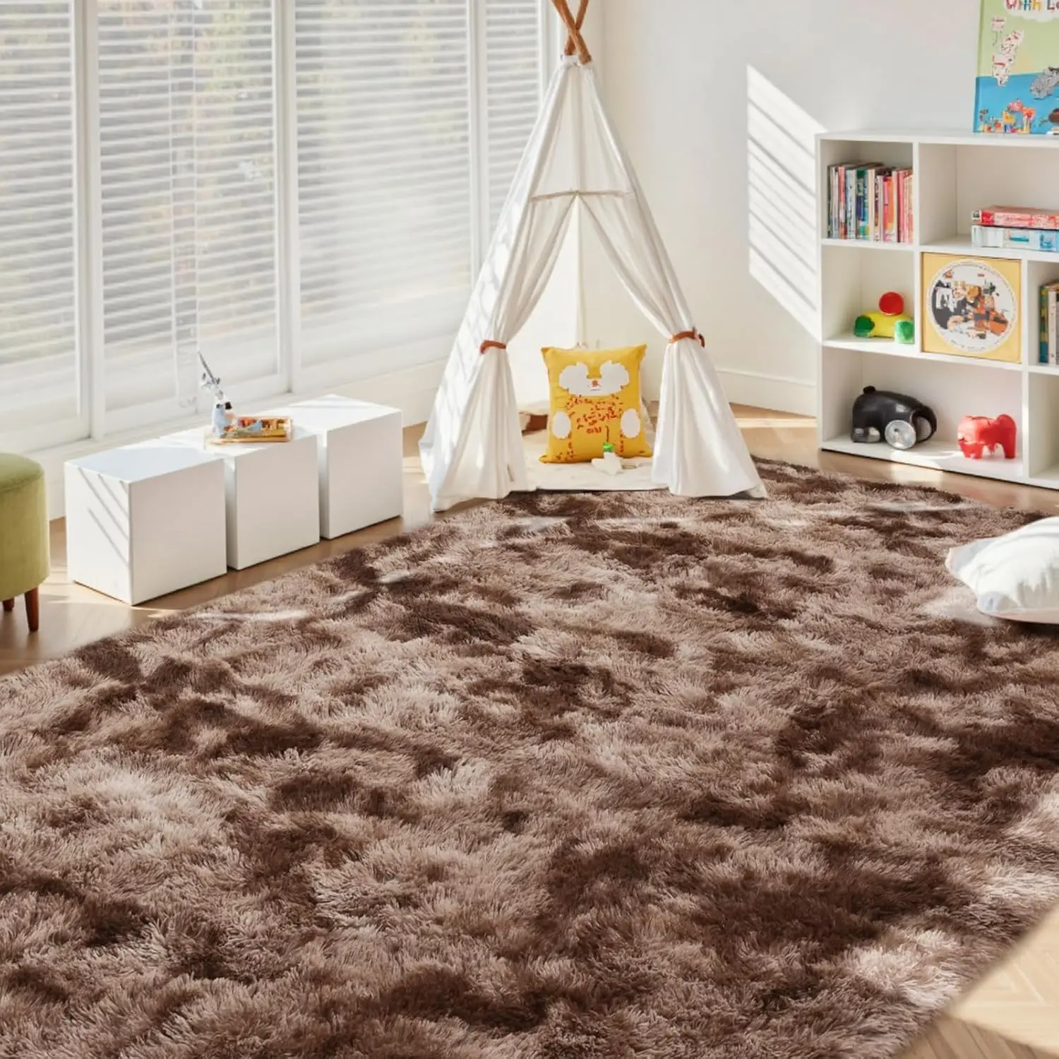 VIKAMA Tie-Dye Plush Carpet, Soft Sofa Mat for Living Room, Non-Slip Carpet for Children's Bedroom and Playroom, Home Decoration