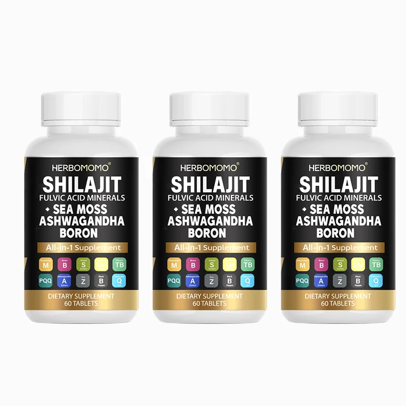 Shilajit Supplement 10,000mg with Sea Moss 6000mg Tribulus, Boron, Magnesium - 10 in 1 Non-GMo, Plant-Based, Pure &  Organic,