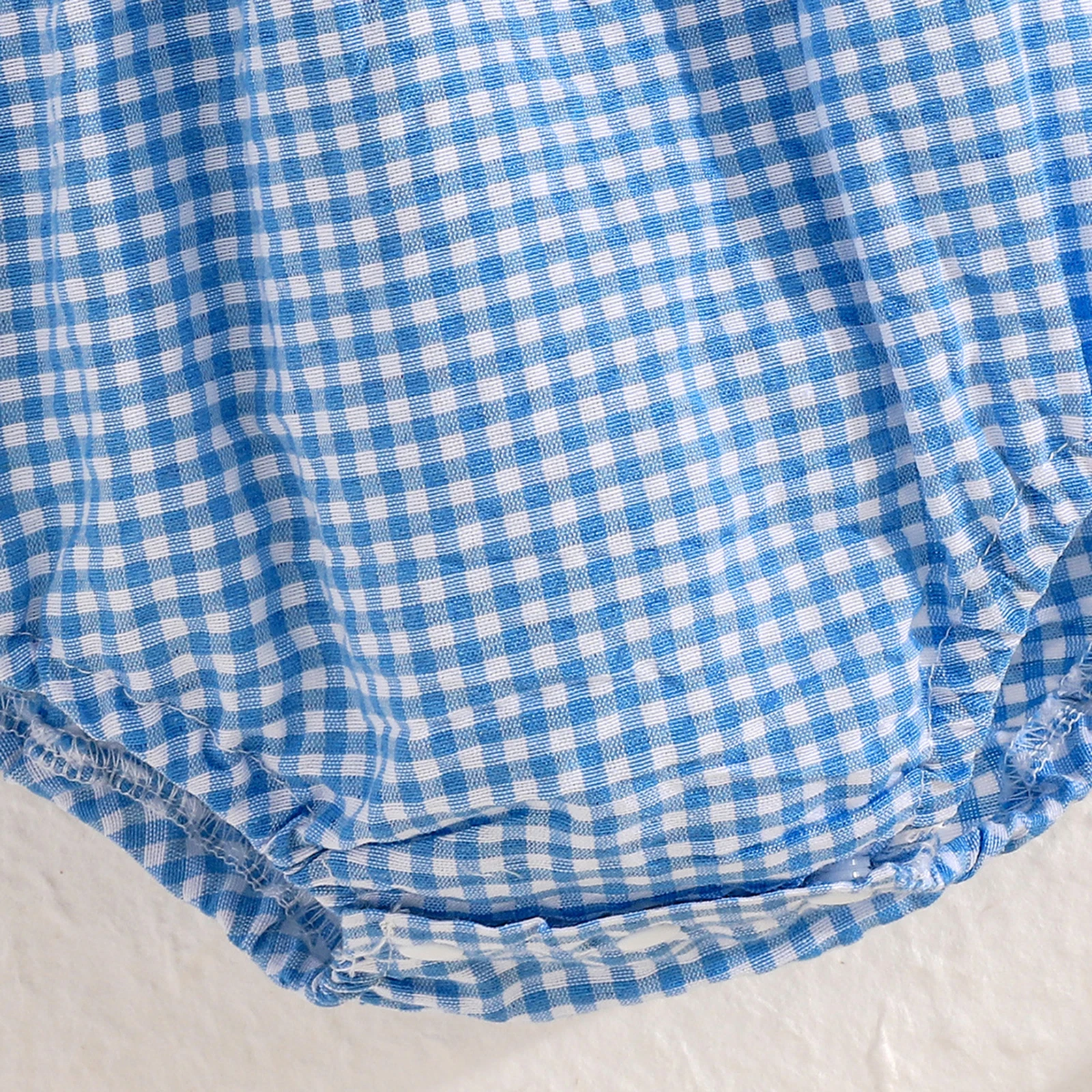 Blue Plaid Baby Romper 4